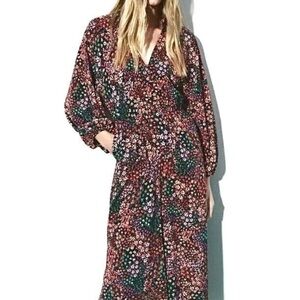 ZARA Women's Floral V-Neck Jumpsuit